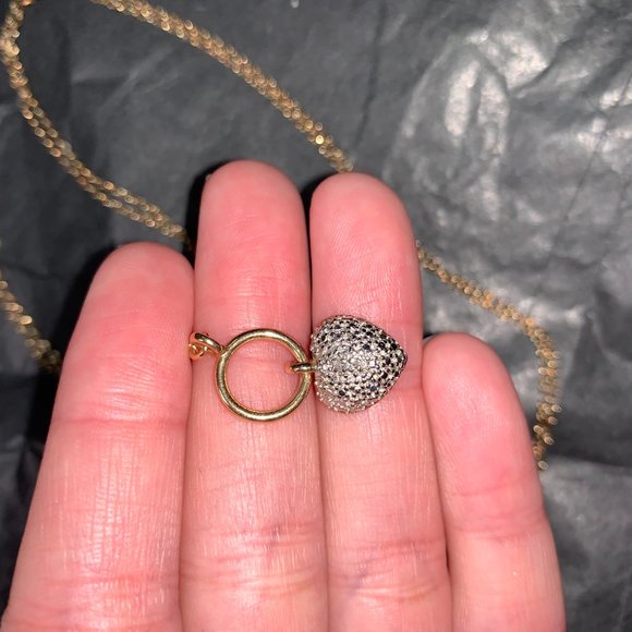 18" 14 Kt Gold Vermeil Cable Chain Toggle Necklace with Heart pendant - Picture 10 of 16